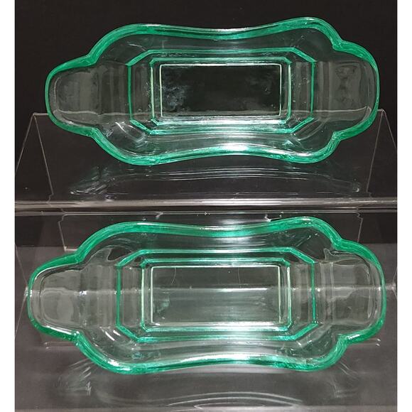 Set Of 4 Vintage Uranium Vaseline Glass Banana Split Sundae Bowls - Picture 6 of 12